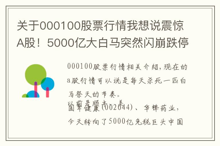 關(guān)于000100股票行情我想說震驚A股！5000億大白馬突然閃崩跌停 頂流基金經(jīng)理重倉股被定點爆破？究竟發(fā)生了什么？