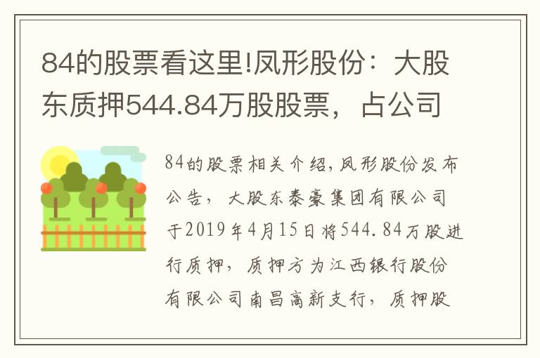 84的股票看這里!鳳形股份：大股東質(zhì)押544.84萬(wàn)股股票，占公司總股本6.19%