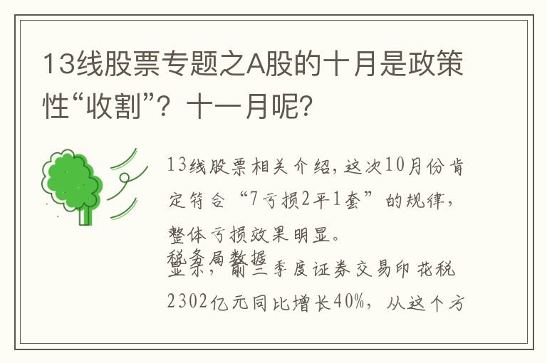 13線股票專題之A股的十月是政策性“收割”？十一月呢？