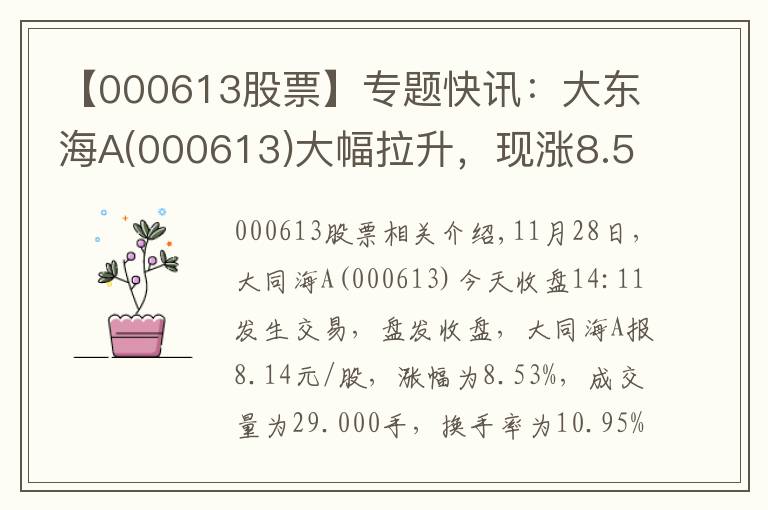 【000613股票】專題快訊：大東海A(000613)大幅拉升，現(xiàn)漲8.53%