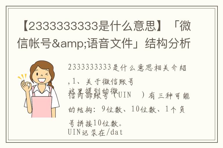 【2333333333是什么意思】「微信帳號&語音文件」結構分析