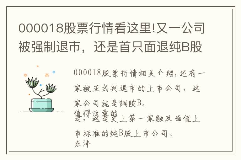 000018股票行情看這里!又一公司被強(qiáng)制退市，還是首只面退純B股！數(shù)度自救未成，1.7萬東灃B股東踩雷