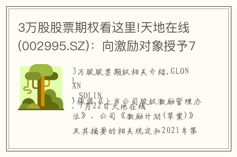 3萬股股票期權(quán)看這里!天地在線(002995.SZ)：向激勵(lì)對(duì)象授予75.7萬份股票期權(quán)、93.3萬股限制性股票