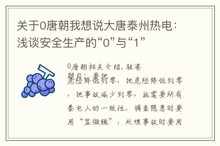 關(guān)于0唐朝我想說大唐泰州熱電：淺談安全生產(chǎn)的“0”與“1”