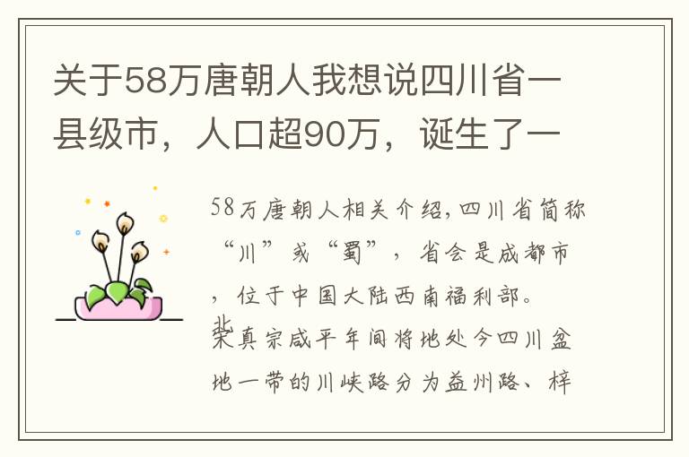 關(guān)于58萬唐朝人我想說四川省一縣級市，人口超90萬，誕生了一位唐朝詩人