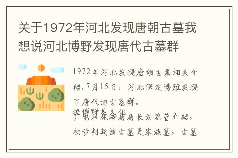 關于1972年河北發(fā)現(xiàn)唐朝古墓我想說河北博野發(fā)現(xiàn)唐代古墓群