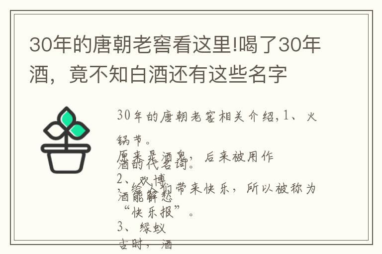 30年的唐朝老窖看這里!喝了30年酒，竟不知白酒還有這些名字