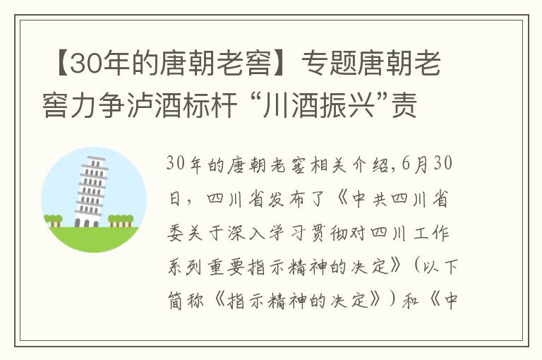 【30年的唐朝老窖】專題唐朝老窖力爭瀘酒標(biāo)桿 “川酒振興”責(zé)無旁貸