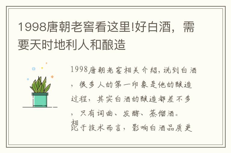 1998唐朝老窖看這里!好白酒，需要天時(shí)地利人和釀造