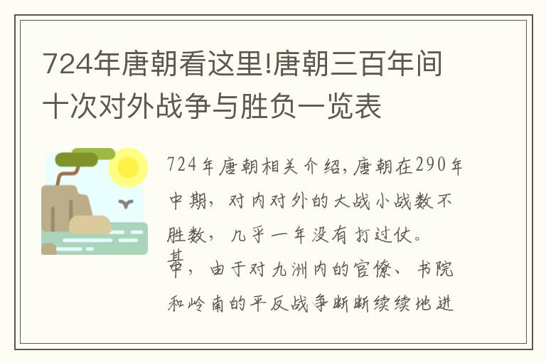 724年唐朝看這里!唐朝三百年間十次對外戰(zhàn)爭與勝負一覽表