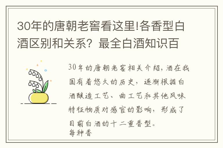 30年的唐朝老窖看這里!各香型白酒區(qū)別和關(guān)系？最全白酒知識(shí)百科！