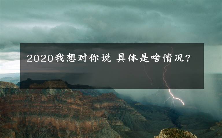 2020我想對你說 具體是啥情況?