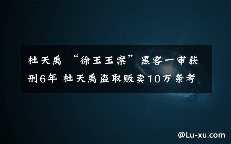 杜天禹 “徐玉玉案”黑客一審獲刑6年 杜天禹盜取販賣10萬條考生信息獲利