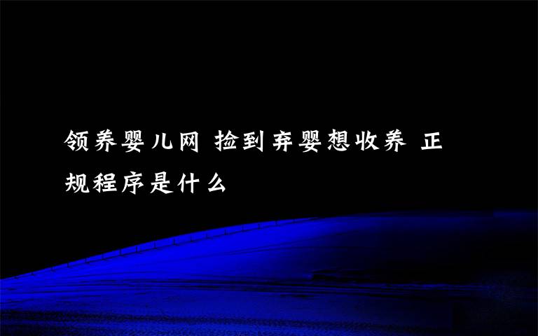 領(lǐng)養(yǎng)嬰兒網(wǎng) 撿到棄嬰想收養(yǎng) 正規(guī)程序是什么