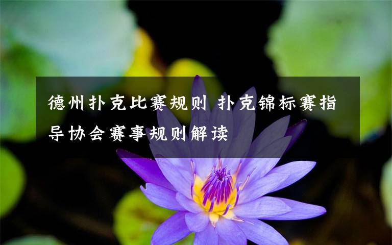 德州撲克比賽規(guī)則 撲克錦標(biāo)賽指導(dǎo)協(xié)會(huì)賽事規(guī)則解讀