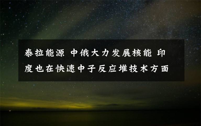 泰拉能源 中俄大力發(fā)展核能 印度也在快速中子反應(yīng)堆技術(shù)方面展現(xiàn)了抱負(fù)