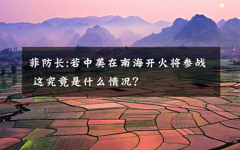 菲防長:若中美在南海開火將參戰(zhàn) 這究竟是什么情況？