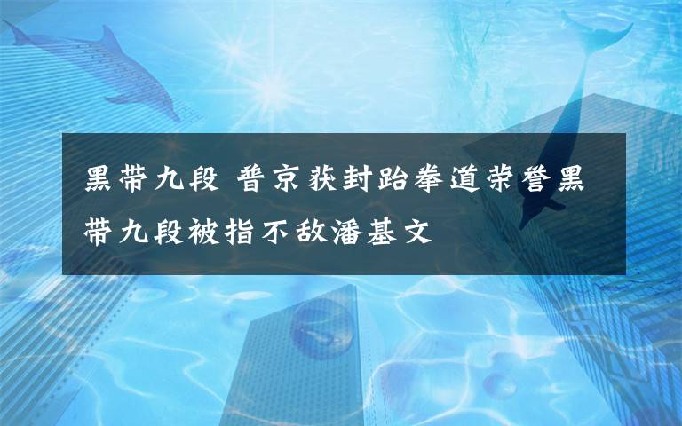 黑帶九段 普京獲封跆拳道榮譽(yù)黑帶九段被指不敵潘基文