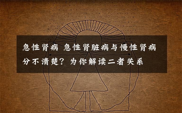 急性腎病 急性腎臟病與慢性腎病分不清楚？為你解讀二者關系