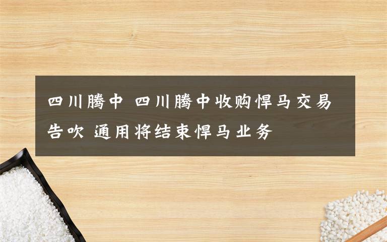 四川騰中 四川騰中收購悍馬交易告吹 通用將結束悍馬業(yè)務