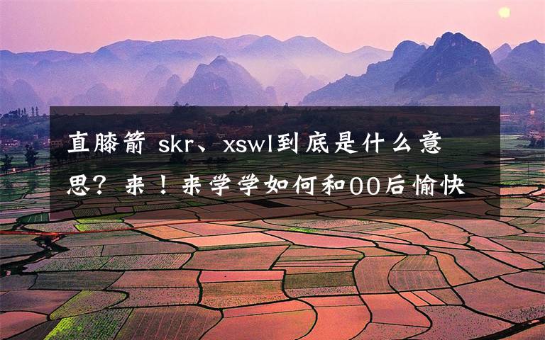 直膝箭 skr、xswl到底是什么意思？來！來學(xué)學(xué)如何和00后愉快地交談....