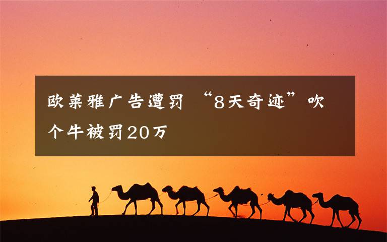 歐萊雅廣告遭罰 “8天奇跡”吹個牛被罰20萬