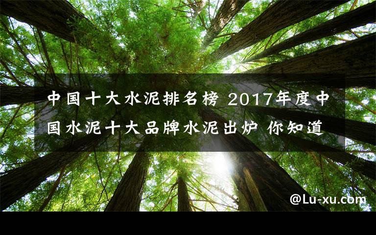 中國十大水泥排名榜 2017年度中國水泥十大品牌水泥出爐 你知道幾家