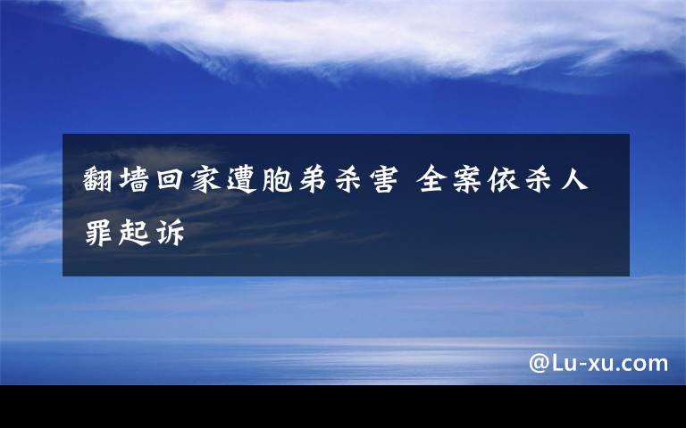 翻墻回家遭胞弟殺害 全案依殺人罪起訴