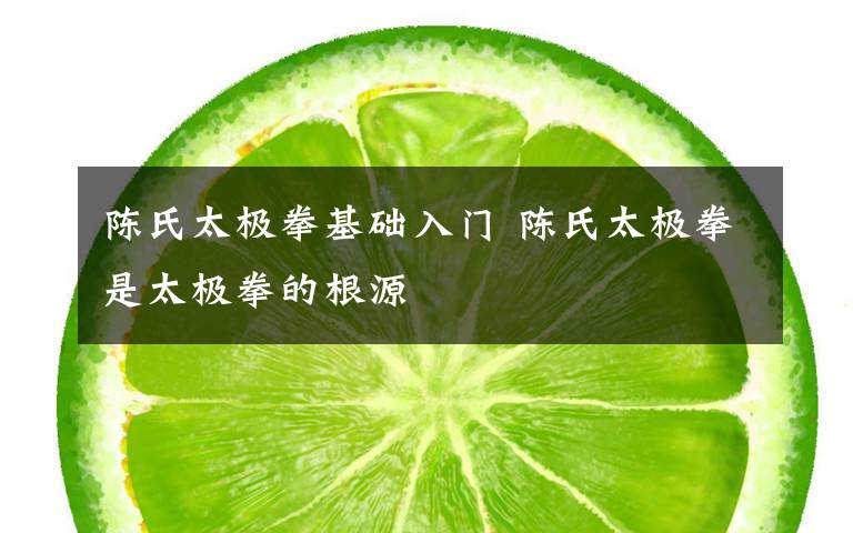 陳氏太極拳基礎(chǔ)入門(mén) 陳氏太極拳是太極拳的根源