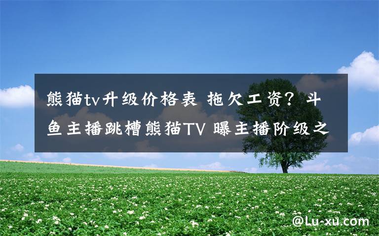 熊貓tv升級價格表 拖欠工資？斗魚主播跳槽熊貓TV 曝主播階級之分