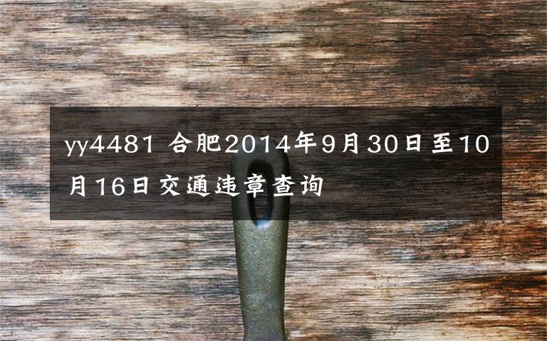 yy4481 合肥2014年9月30日至10月16日交通違章查詢