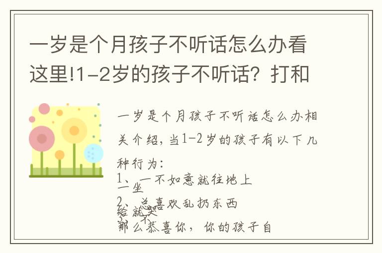 一歲是個(gè)月孩子不聽話怎么辦看這里!1-2歲的孩子不聽話？打和罵都不管用，真正管用的方法是這4個(gè)