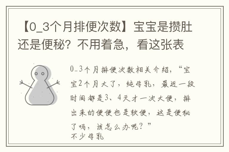 【0_3個(gè)月排便次數(shù)】寶寶是攢肚還是便秘？不用著急，看這張表就明白了