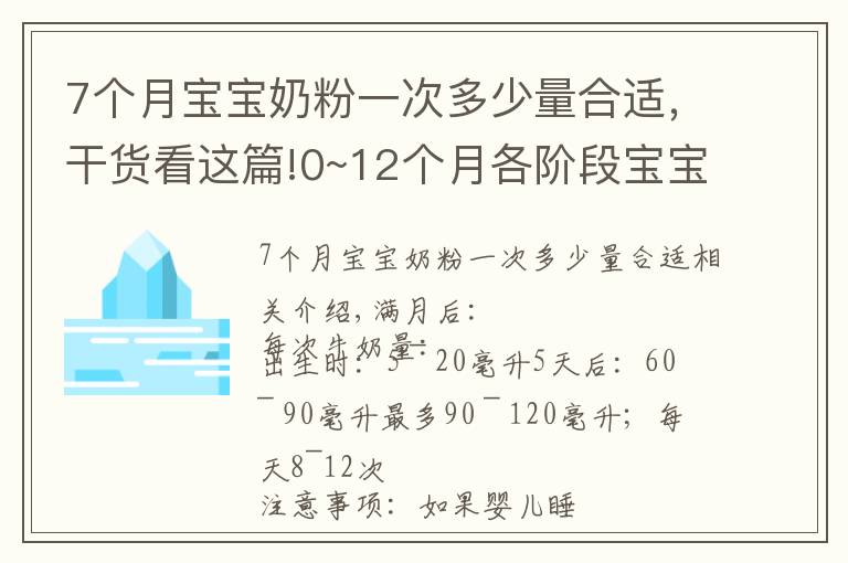 7個(gè)月寶寶奶粉一次多少量合適，干貨看這篇!0~12個(gè)月各階段寶寶吃奶奶量你知道嗎