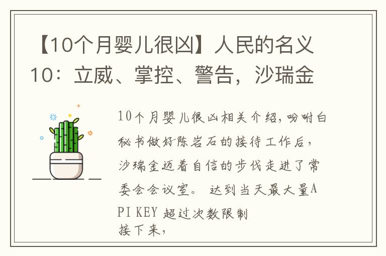 【10個月嬰兒很兇】人民的名義10：立威、掌控、警告，沙瑞金開局就是三連招