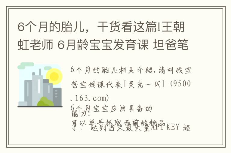 6個(gè)月的胎兒，干貨看這篇!王朝虹老師 6月齡寶寶發(fā)育課 坦爸筆記