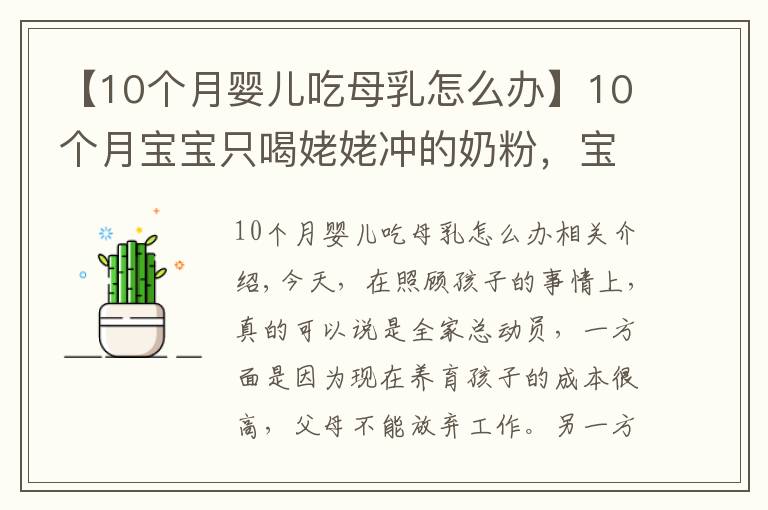 【10個(gè)月嬰兒吃母乳怎么辦】10個(gè)月寶寶只喝姥姥沖的奶粉，寶媽好奇偷嘗一口后，坐不住了