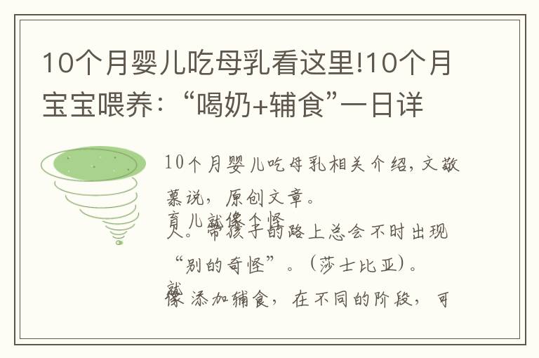 10個(gè)月嬰兒吃母乳看這里!10個(gè)月寶寶喂養(yǎng)：“喝奶+輔食”一日詳細(xì)安排，重點(diǎn)鍛煉倆能力