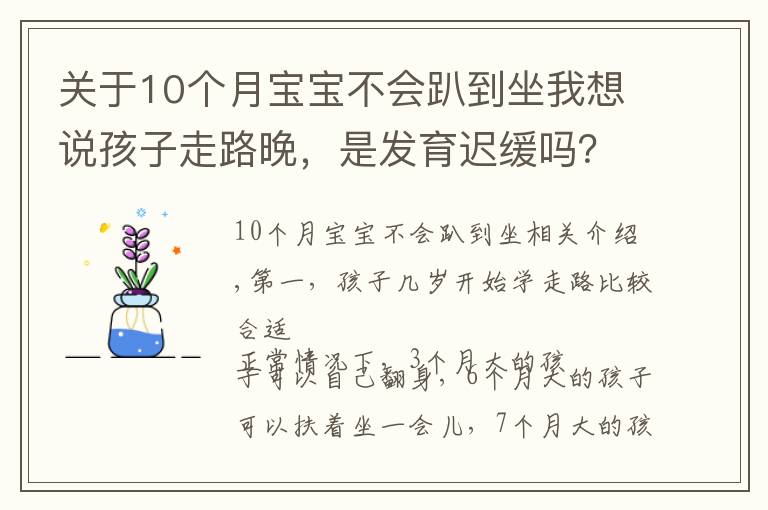 關(guān)于10個(gè)月寶寶不會(huì)趴到坐我想說(shuō)孩子走路晚，是發(fā)育遲緩嗎？多大走路才算正常？