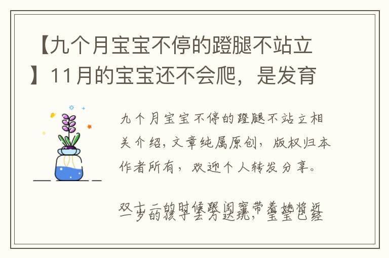 【九個月寶寶不停的蹬腿不站立】11月的寶寶還不會爬，是發(fā)育有障礙？父母會引導(dǎo)孩子才能學(xué)得快