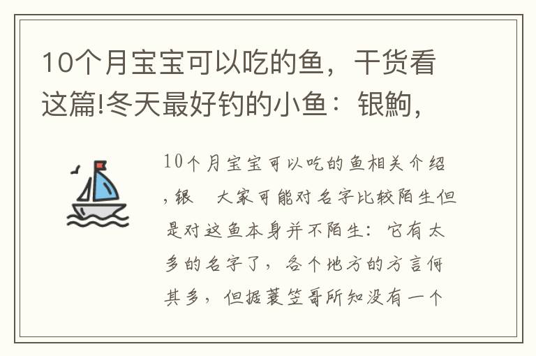 10個月寶寶可以吃的魚，干貨看這篇!冬天最好釣的小魚：銀鮈，味美好釣分布廣