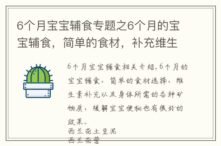 6個月寶寶輔食專題之6個月的寶寶輔食，簡單的食材，補充維生素，緩解寶寶便秘