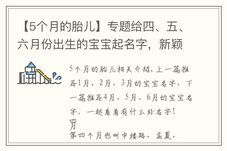 【5個月的胎兒】專題給四、五、六月份出生的寶寶起名字，新穎獨特有意義