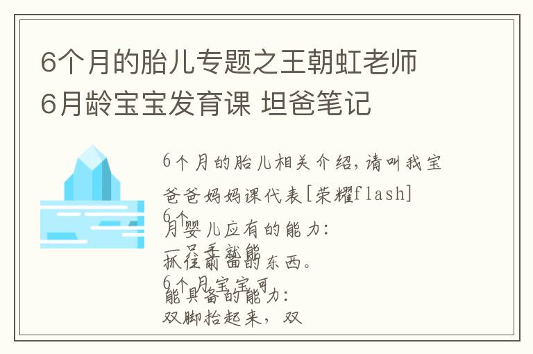 6個(gè)月的胎兒專題之王朝虹老師 6月齡寶寶發(fā)育課 坦爸筆記