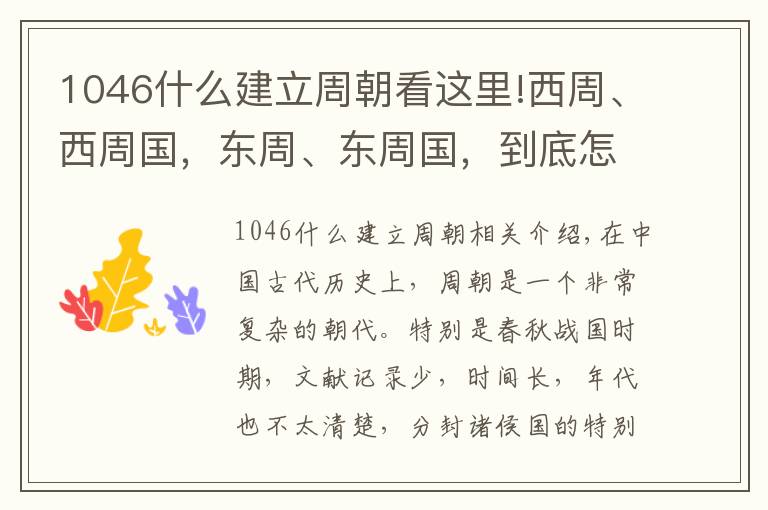 1046什么建立周朝看這里!西周、西周國，東周、東周國，到底怎么區(qū)分？