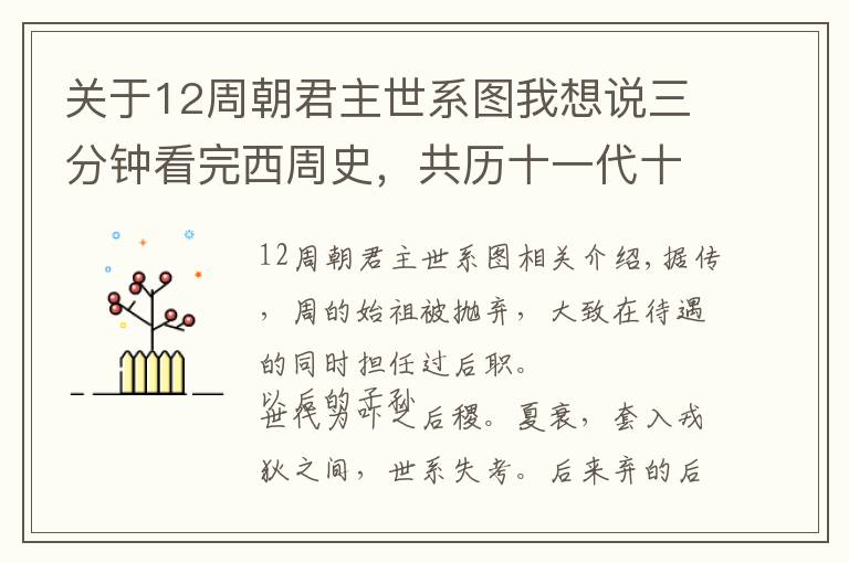 關(guān)于12周朝君主世系圖我想說三分鐘看完西周史，共歷十一代十二王