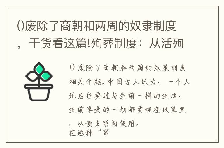 廢除了商朝和兩周的奴隸制度，干貨看這篇!殉葬制度：從活殉到明器俑