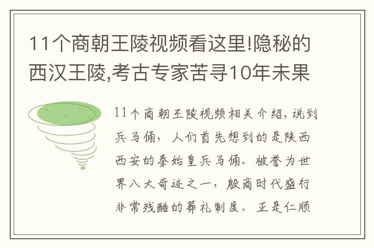 11個商朝王陵視頻看這里!隱秘的西漢王陵,考古專家苦尋10年未果,最終卻因“紅薯窖”被挖出