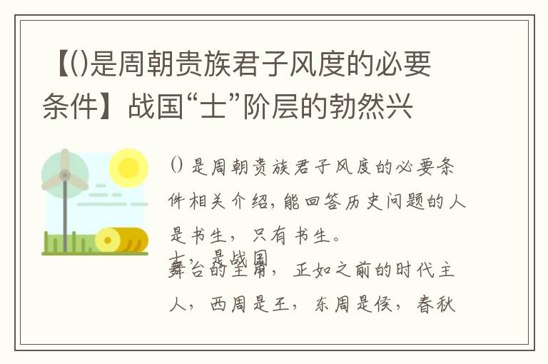 【是周朝貴族君子風(fēng)度的必要條件】戰(zhàn)國“士”階層的勃然興起