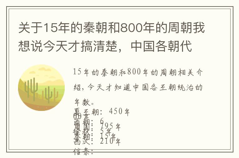 關于15年的秦朝和800年的周朝我想說今天才搞清楚，中國各朝代統(tǒng)治年數。